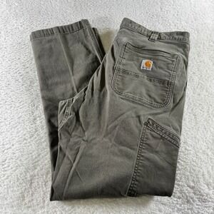 Carhartt Relaxed Fit Double Knee Utility Jeans Light Fray Green 38x32 Pants Used